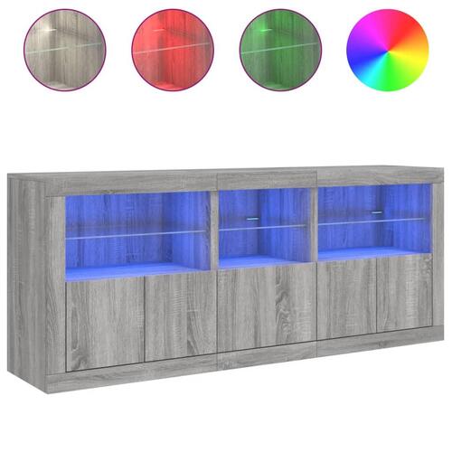 Skænk med LED-lys 162x35x75 cm grå sonoma-eg