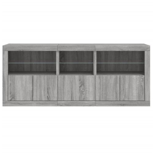Skænk med LED-lys 162x35x75 cm grå sonoma-eg