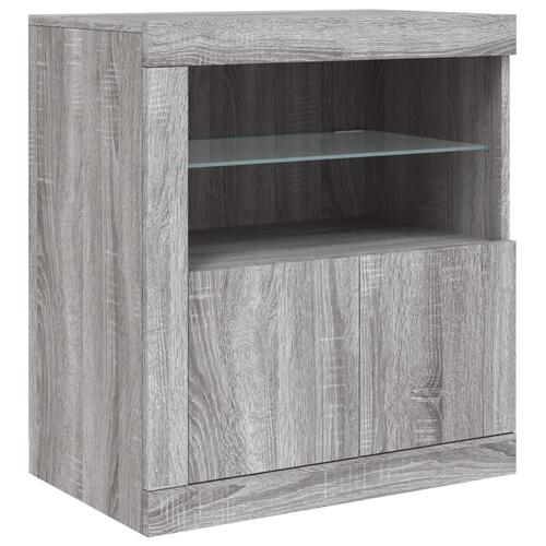 Skænk med LED-lys 162x35x75 cm grå sonoma-eg