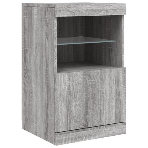 Skænk med LED-lys 162x35x75 cm grå sonoma-eg