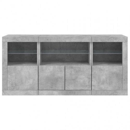 Skænk med LED-lys 142,5x37x67 cm betongrå