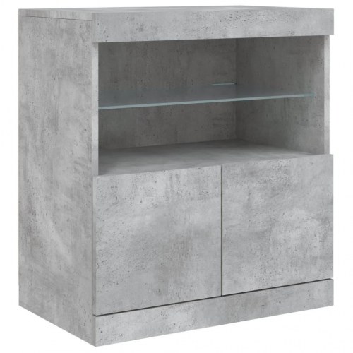 Skænk med LED-lys 142,5x37x67 cm betongrå