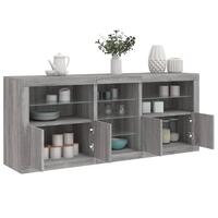 Skænk med LED-lys 162x35x75 cm grå sonoma-eg