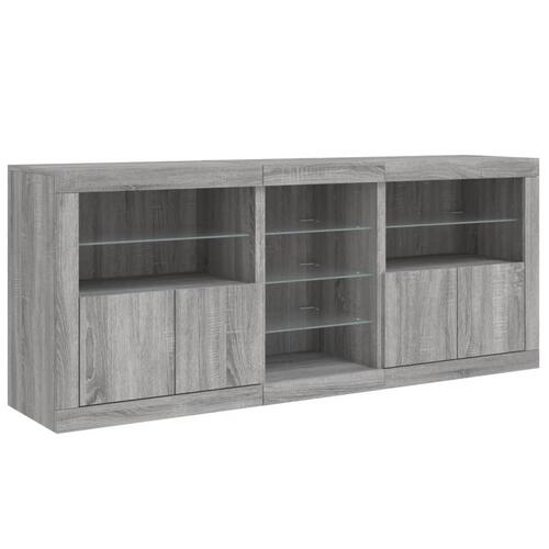 Skænk med LED-lys 162x35x75 cm grå sonoma-eg