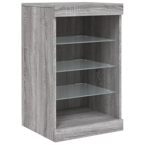 Skænk med LED-lys 162x35x75 cm grå sonoma-eg