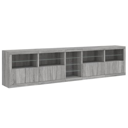 Skænk med LED-lys 283x37x67 cm grå sonoma-eg
