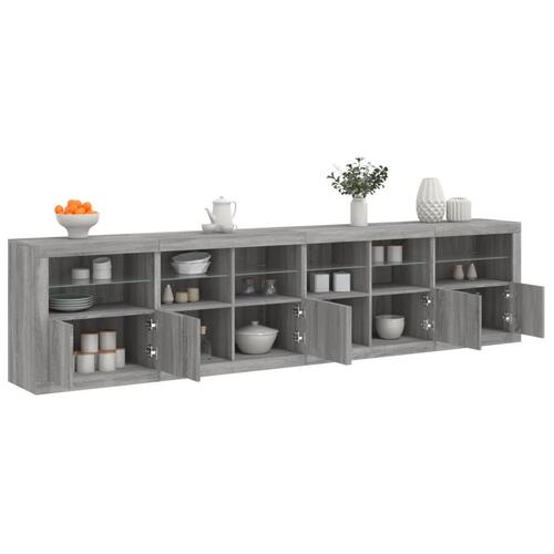Skænk med LED-lys 283x37x67 cm grå sonoma-eg