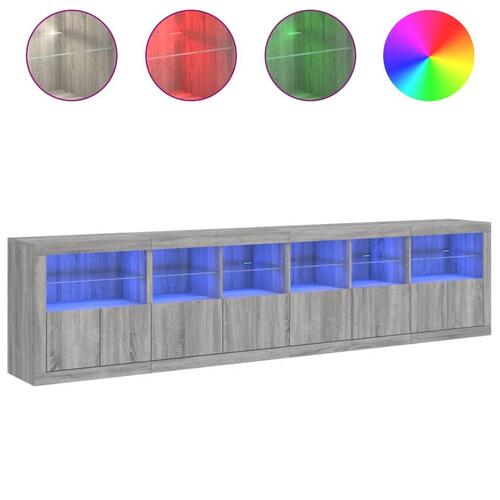 Skænk med LED-lys 283x37x67 cm grå sonoma-eg
