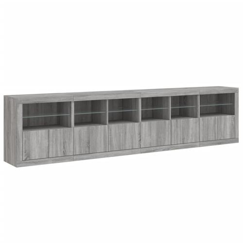 Skænk med LED-lys 283x37x67 cm grå sonoma-eg