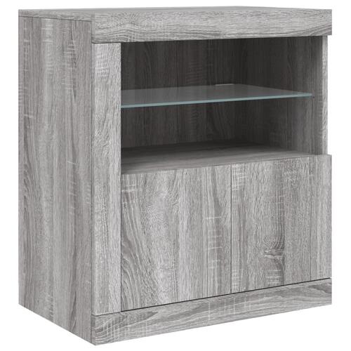 Skænk med LED-lys 60,5x37x67 cm grå sonoma-eg