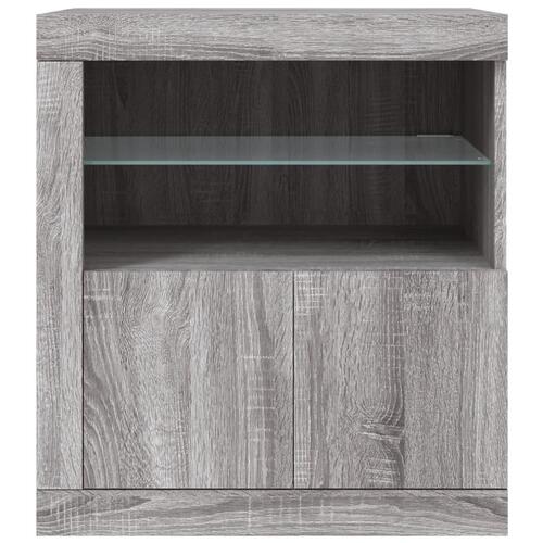 Skænk med LED-lys 60,5x37x67 cm grå sonoma-eg