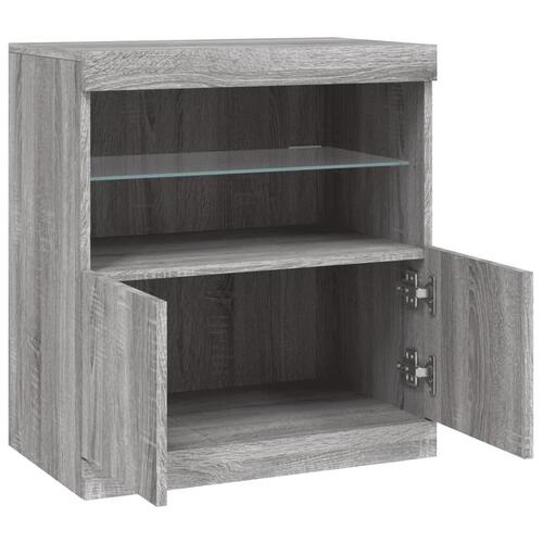 Skænk med LED-lys 60,5x37x67 cm grå sonoma-eg