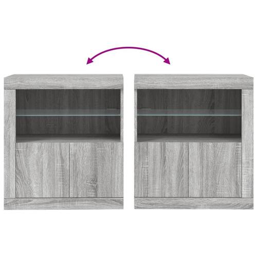 Skænk med LED-lys 60,5x37x67 cm grå sonoma-eg