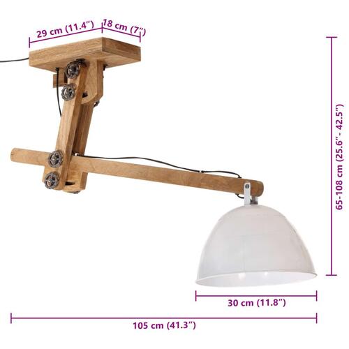 Loftlampe 105x30x65-108 cm 25 W E27 hvid