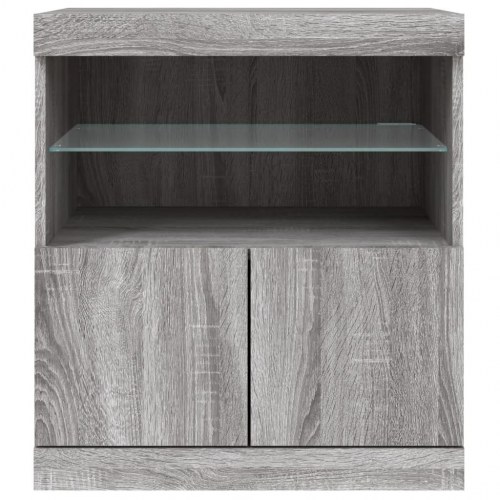 Skænk med LED-lys 60x37x67 cm grå sonoma-eg