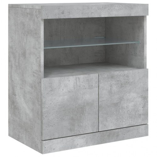 Skænk med LED-lys 60x37x67 cm betongrå