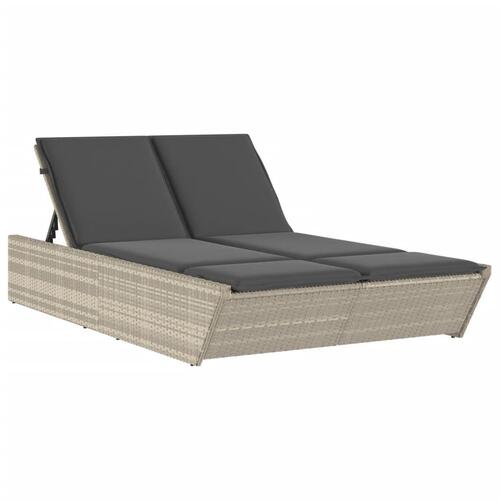 Solseng med hynder polyrattan lysegrå