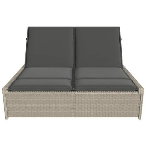 Solseng med hynder polyrattan lysegrå