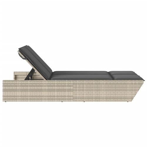 Solseng med hynder polyrattan lysegrå