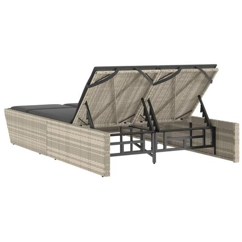 Solseng med hynder polyrattan lysegrå