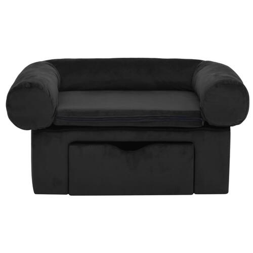 Hundesofa med skuffe 75x50x38 cm plys sort