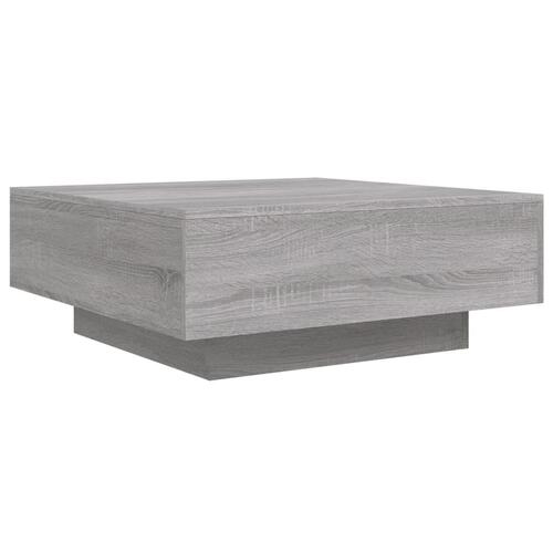 Sofabord med LED-lys 80x80x31 cm grå sonoma-eg