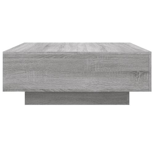 Sofabord med LED-lys 80x80x31 cm grå sonoma-eg