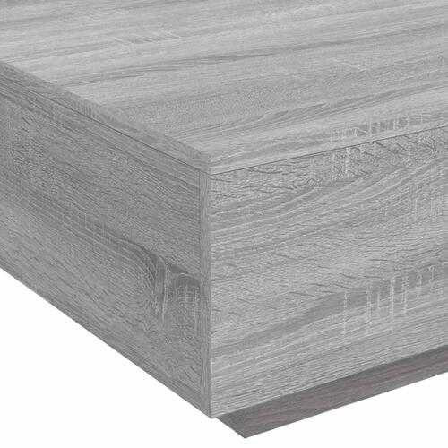 Sofabord med LED-lys 80x80x31 cm grå sonoma-eg