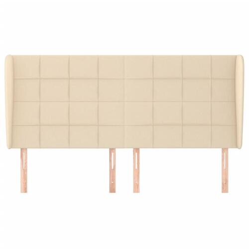 Sengegavl med kanter 183x23x118/128 cm stof cremefarvet