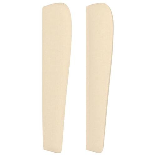 Sengegavl med kanter 183x23x118/128 cm stof cremefarvet