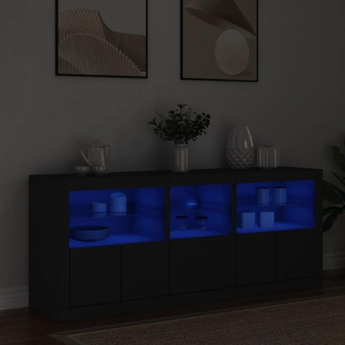 Skænk med LED-lys 162x37x67 cm sort