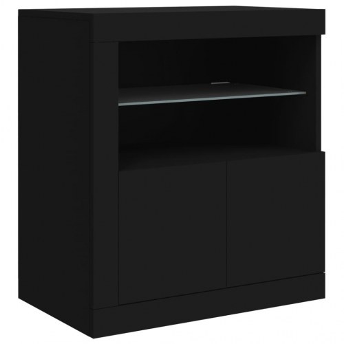 Skænk med LED-lys 162x37x67 cm sort