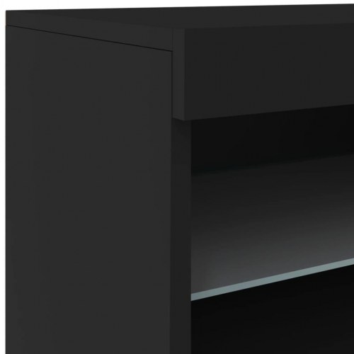 Skænk med LED-lys 162x37x67 cm sort