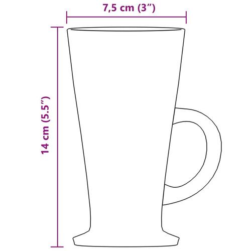Latteglas med håndtag 6 stk. 250 ml