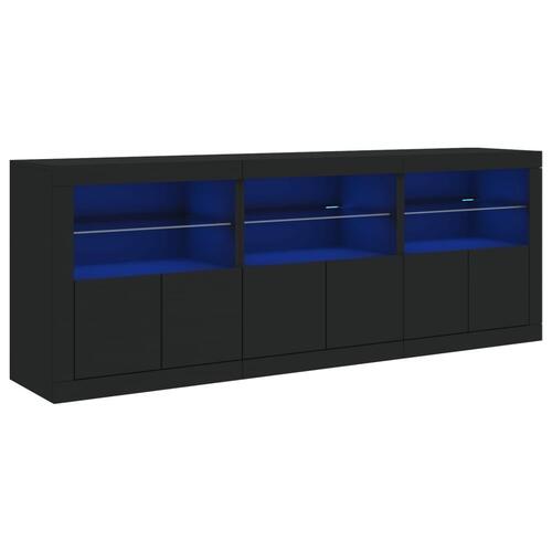 Skænk med LED-lys 181,5x37x67 cm sort