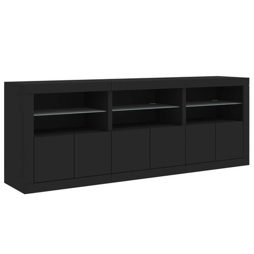 Skænk med LED-lys 181,5x37x67 cm sort