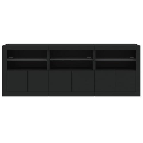 Skænk med LED-lys 181,5x37x67 cm sort