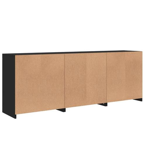 Skænk med LED-lys 181,5x37x67 cm sort