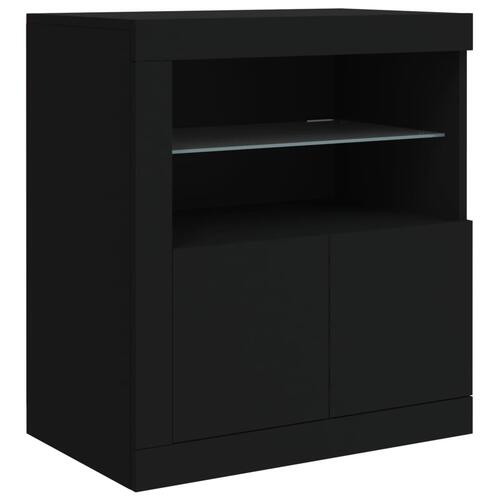 Skænk med LED-lys 181,5x37x67 cm sort