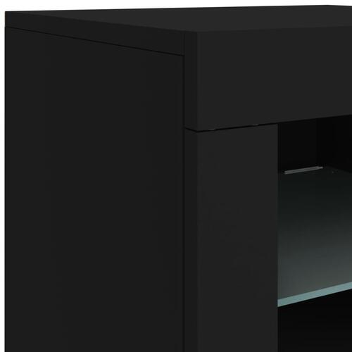 Skænk med LED-lys 181,5x37x67 cm sort