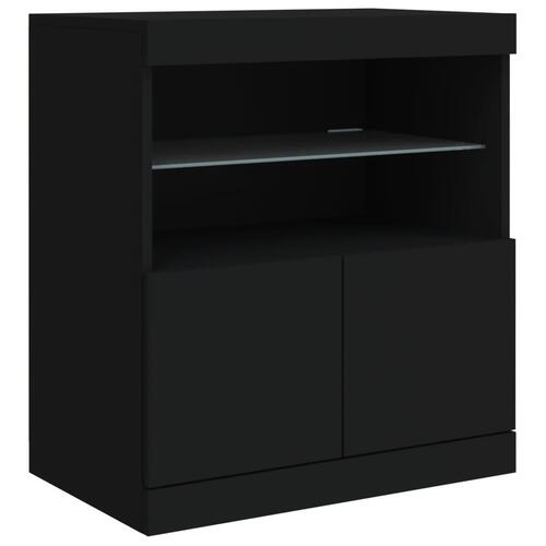 Skænk med LED-lys 181,5x37x67 cm sort