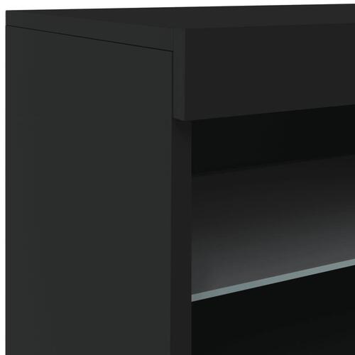 Skænk med LED-lys 181,5x37x67 cm sort