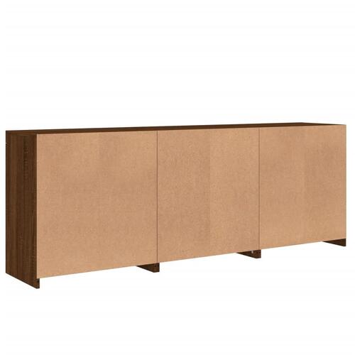 Skænk med LED-lys 181,5x37x67 cm brun egetræsfarve
