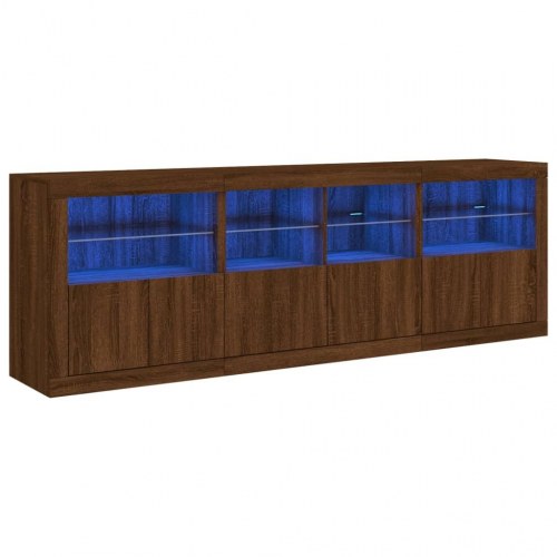 Skænk med LED-lys 202x37x67 cm brun egetræsfarve