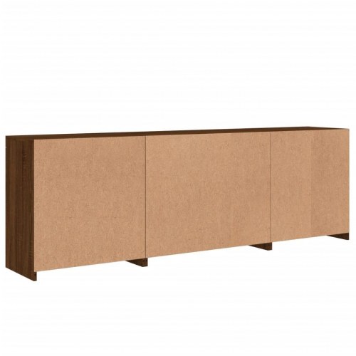 Skænk med LED-lys 202x37x67 cm brun egetræsfarve