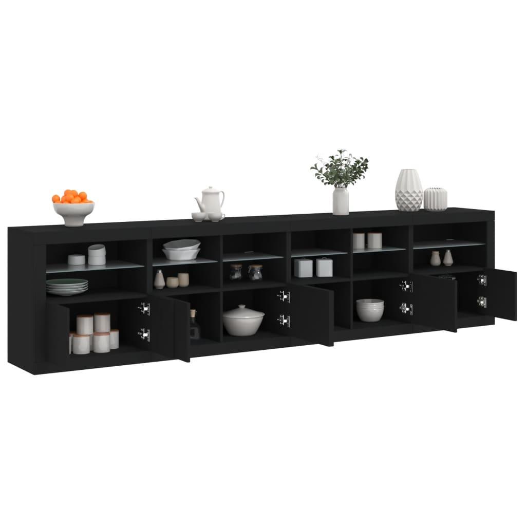 Skænk med LED-lys 283x37x67 cm sort