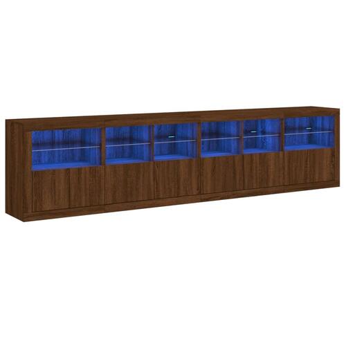 Skænk med LED-lys 283x37x67 cm brun egetræsfarve