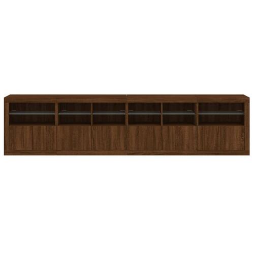 Skænk med LED-lys 283x37x67 cm brun egetræsfarve