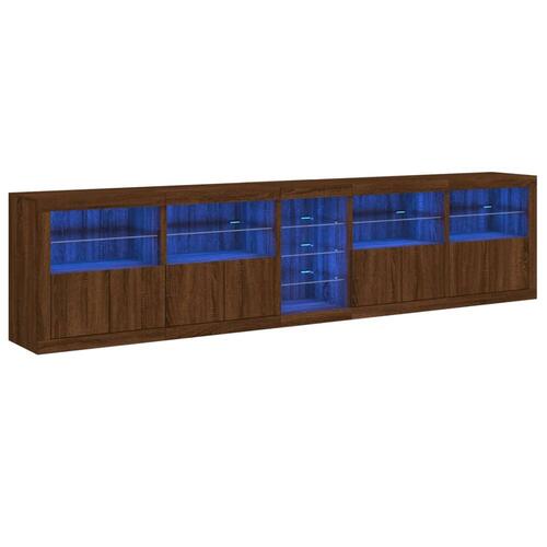 Skænk med LED-lys 283x37x67 cm brun egetræsfarve