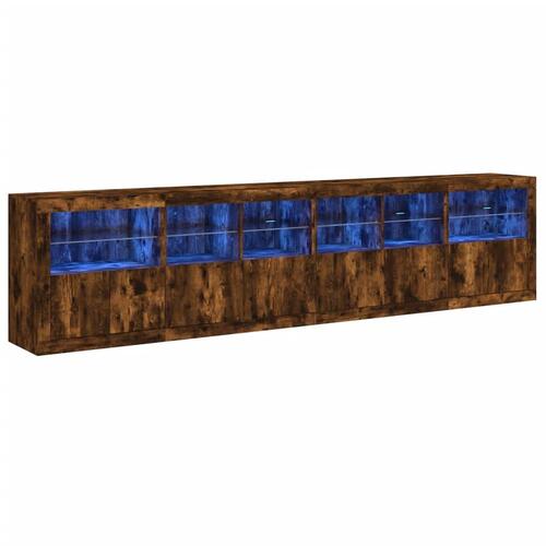 Skænk med LED-lys 283x37x67 cm røget egetræsfarve